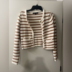 Amanda & Chelsea Tan and White Striped Cardigan